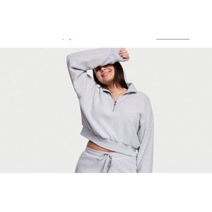 VICTORIA'S SECRET Grey Brushed Fleece Half-Zip